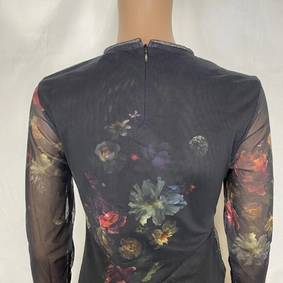 AllSaints Nora Floral Sparkle Mesh Dress • Size 8 • Mortem Black - Picture 10 of 16
